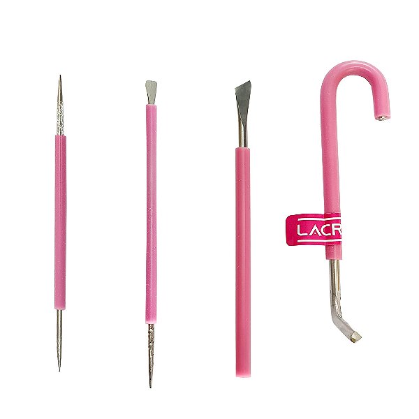 Kit Cutelaria Lacre - 4 Itens (Raspador Curvado, Raspador Reto, Espátula Palito e Palito ponta Dupla)