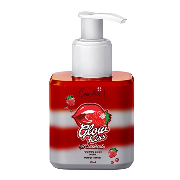 Gel Hidratante Aromatizante Glow Kiss – Morango Cremoso (250ml)