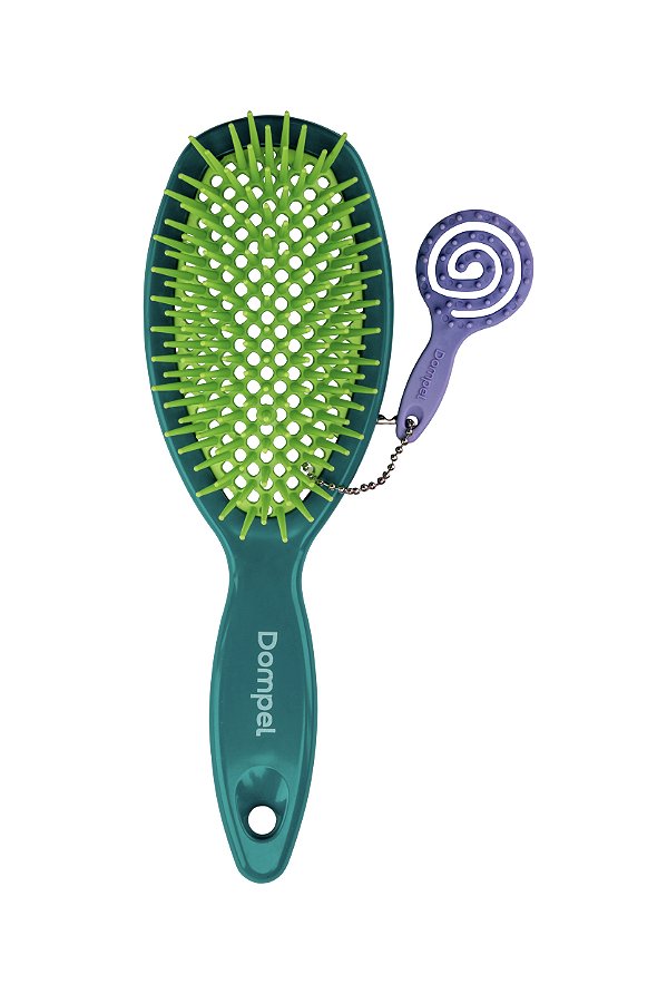 Escova Favo Oval Definidora para Cachos Verde Escuro + Chaveiro