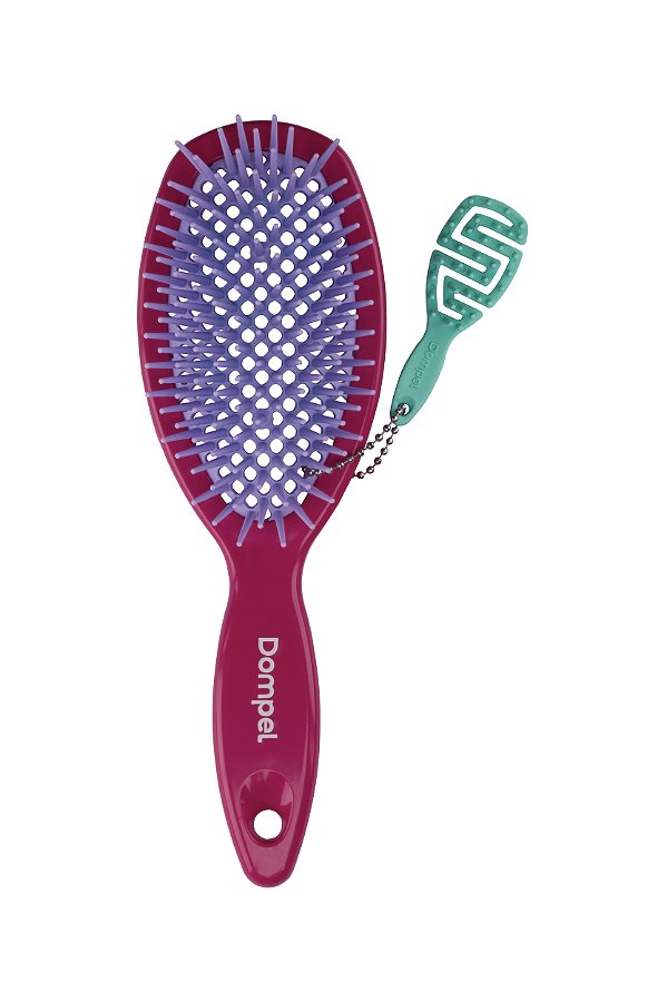 Escova Favo Oval Definidora para Cachos Rosa Escuro + Chaveiro