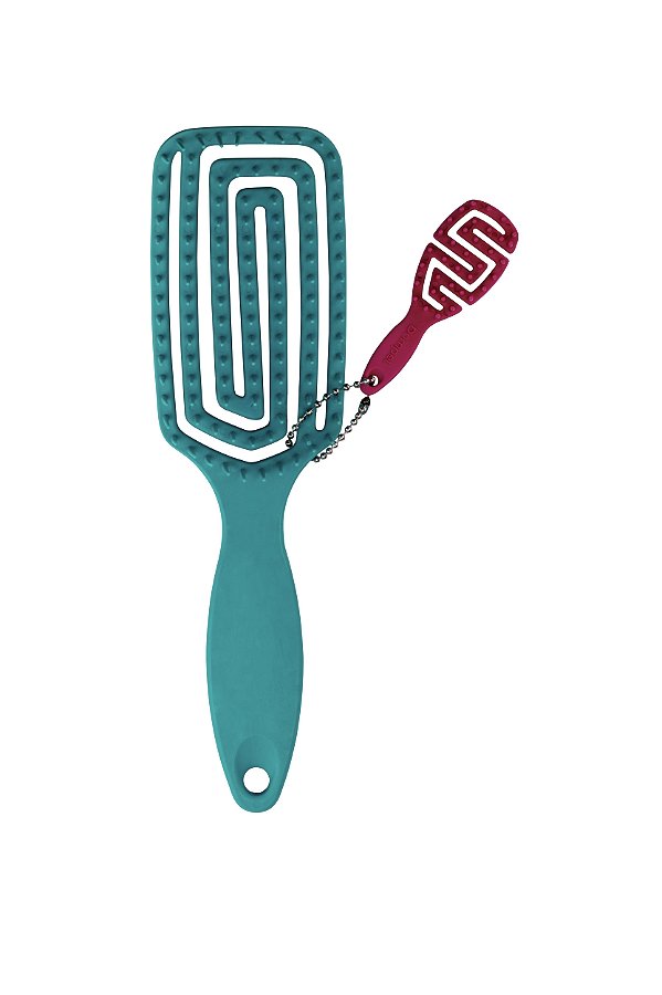 Escova de Cabelo Inca para Cachos Verde Escuro + Chaveiro