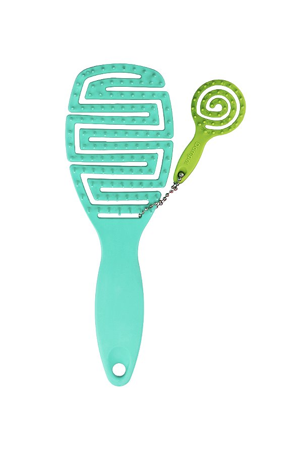 Escova de Cabelo Maya para Cachos Verde Água + Chaveiro