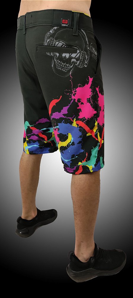 Bermuda Phantom Elastano Color Splash Cores Preto,Branco e Cinza.