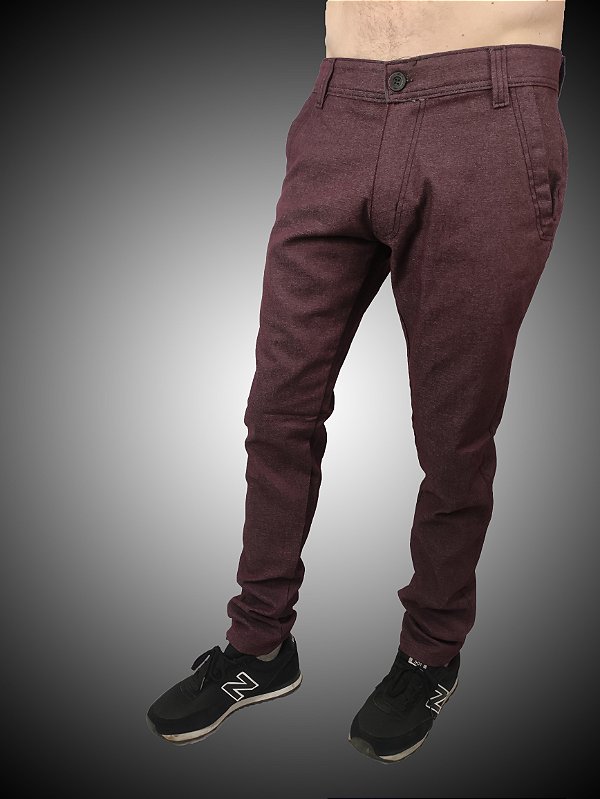 Calça Jeans Masculina Skinny Alfaiataria Jerry Vinho.