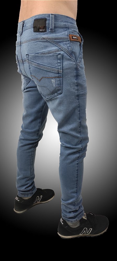 Calça Slim Fit Triple Stitching Jeans Destroyer Blue Stone.