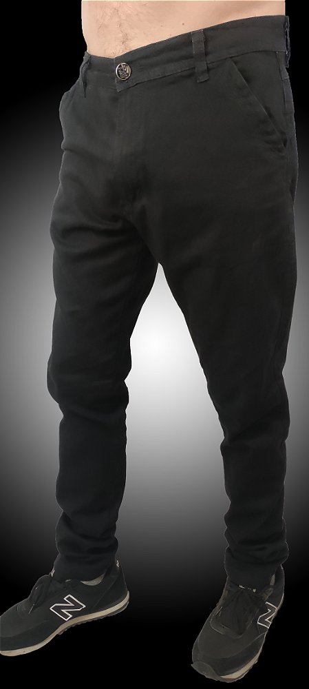 Calça Slim Fit Triple Stitching Sarja Black.
