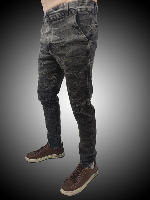 Calça Masculina  Alfaiataria Slim Fit Jeans Preto Marmorizado SURF-X.
