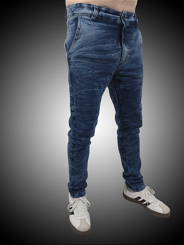 Calça Masculina  Alfaiataria Slim Fit Jeans Marinho Marmorizado SURF-X.