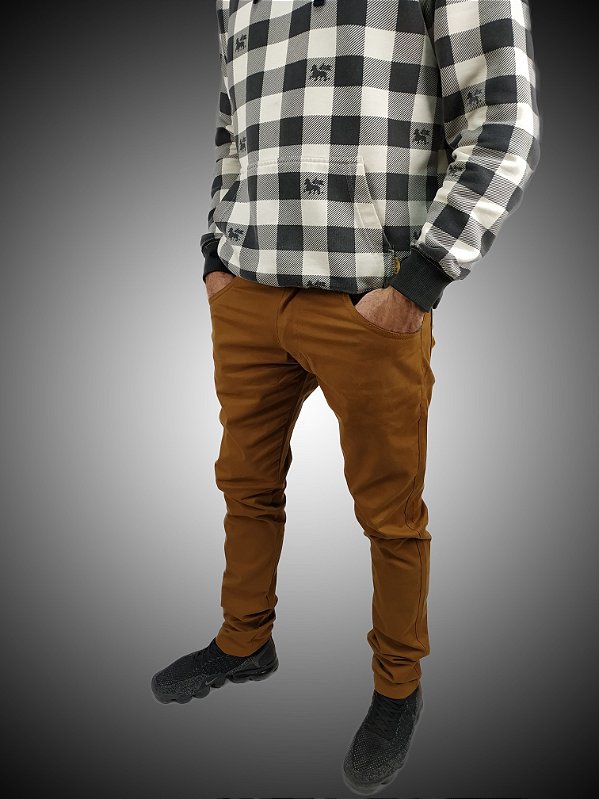 Calça Masculina Skinny Tradicional Caramelo Sarja SURF-X.