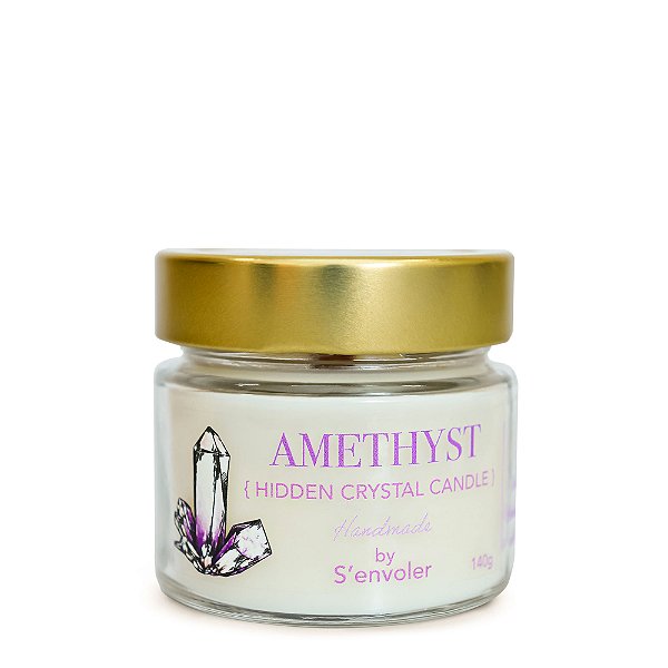 Vela Amethyst - Óleos Essencias Relaxantes e Cristal Ametista 140g