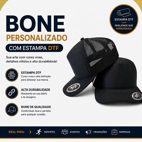 Boné estampado - valor a partir de 10 unidades