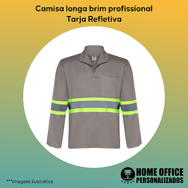 Camisa Longa Brim Pesado Profissional - Tarja Refletiva