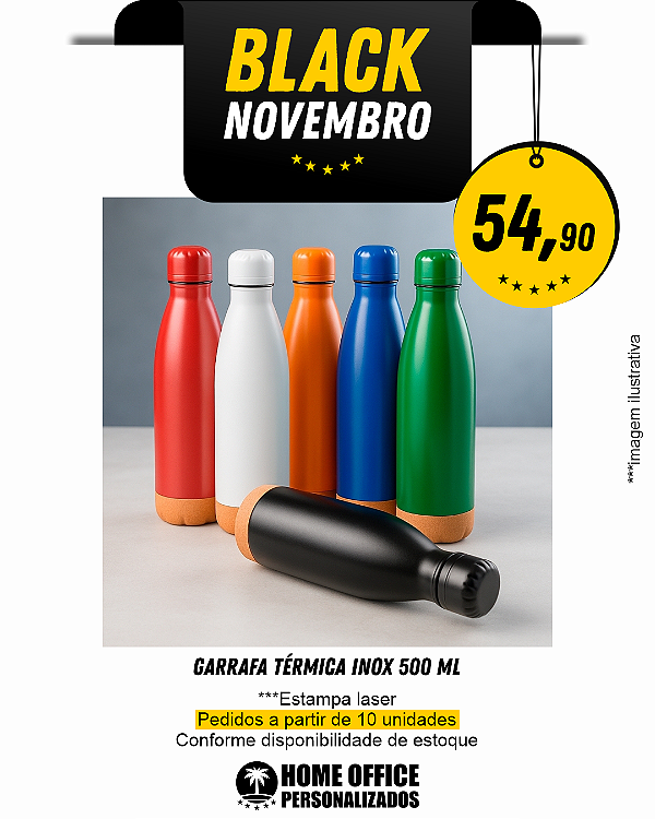 Garrafa 500 ml Térmica - Pedido 10 unidades ou mais
