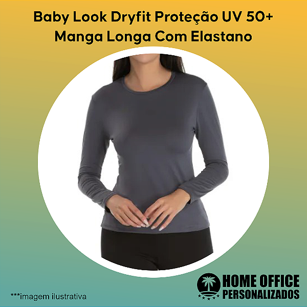 Camiseta Feminina Manga Longa Dryfit UV 50+ - 10 UNIDADES OU MAIS