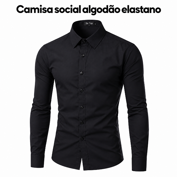 Camisa social algodão com elastano