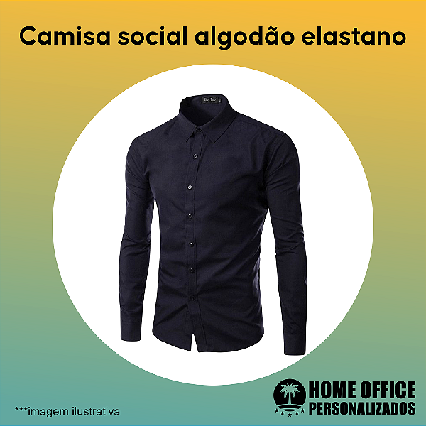 Camisa social algodão com elastano