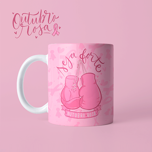Caneca em cerâmica 325 ml - Artes Outubro Rosa