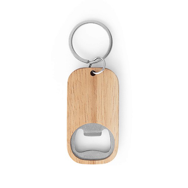 Chaveiro Abridor de garrafas em aço inox e bambu - Personalizado