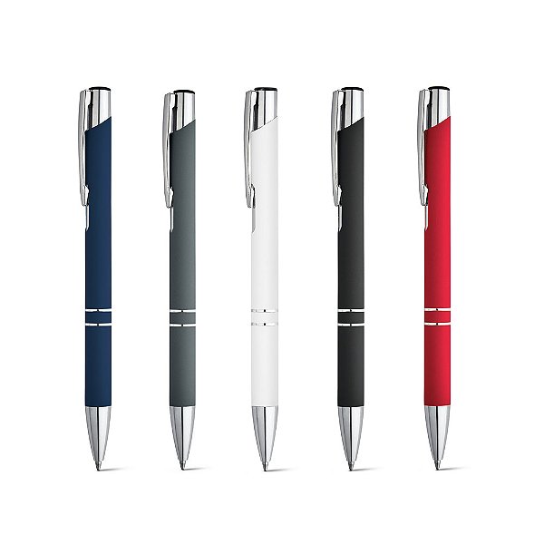 Caneta Esferográfica em alumínio com acabamento emborrachado COD 81141