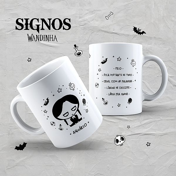 Caneca em cerâmica 325 ml - Artes Signos Wandinha 2