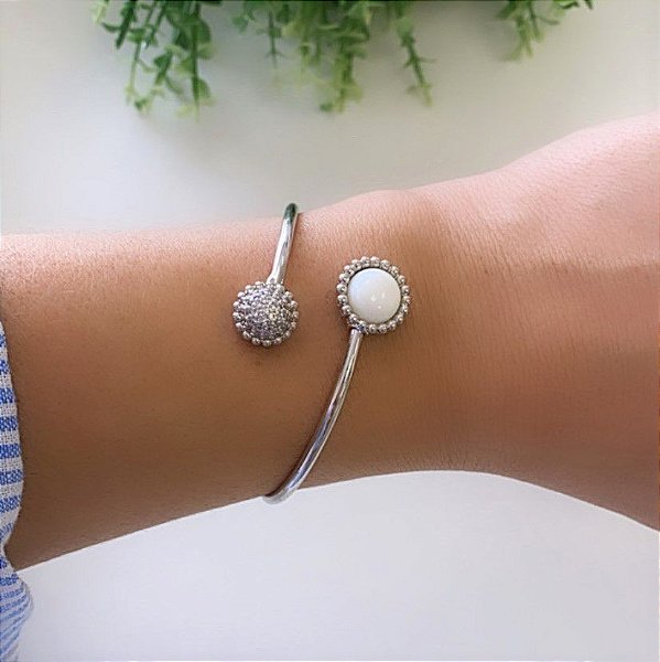 Bracelete Esferas em Ródio Branco