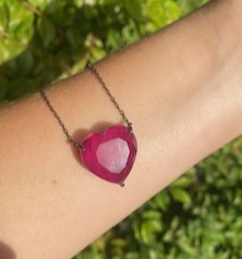 Colar Coração Fusion Pink G em Ródio Negro