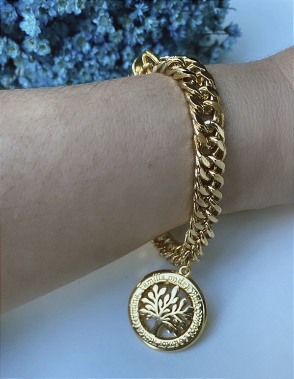 Pulseira Árvore da Vida Folheada em Ouro 18k