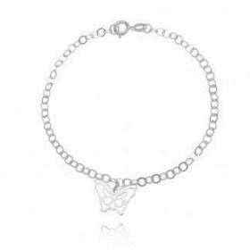 Pulseira de Prata com Pingente Borboleta