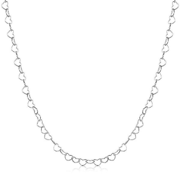 Colar de Prata com Corações 60cm