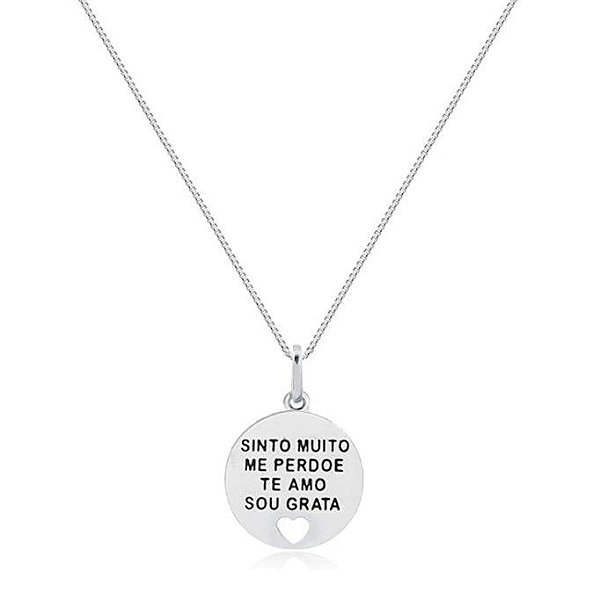 Colar de Prata Medalha Hoponopono