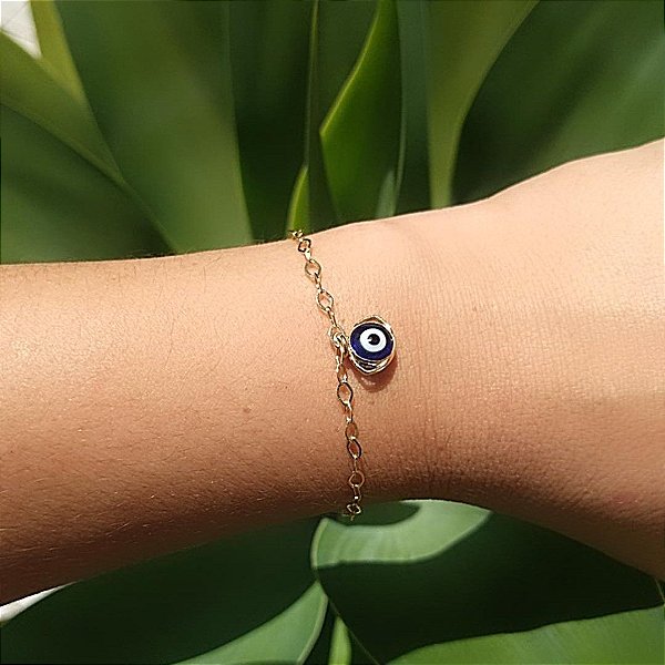 Pulseira com Olho Grego  Banhada a Ouro