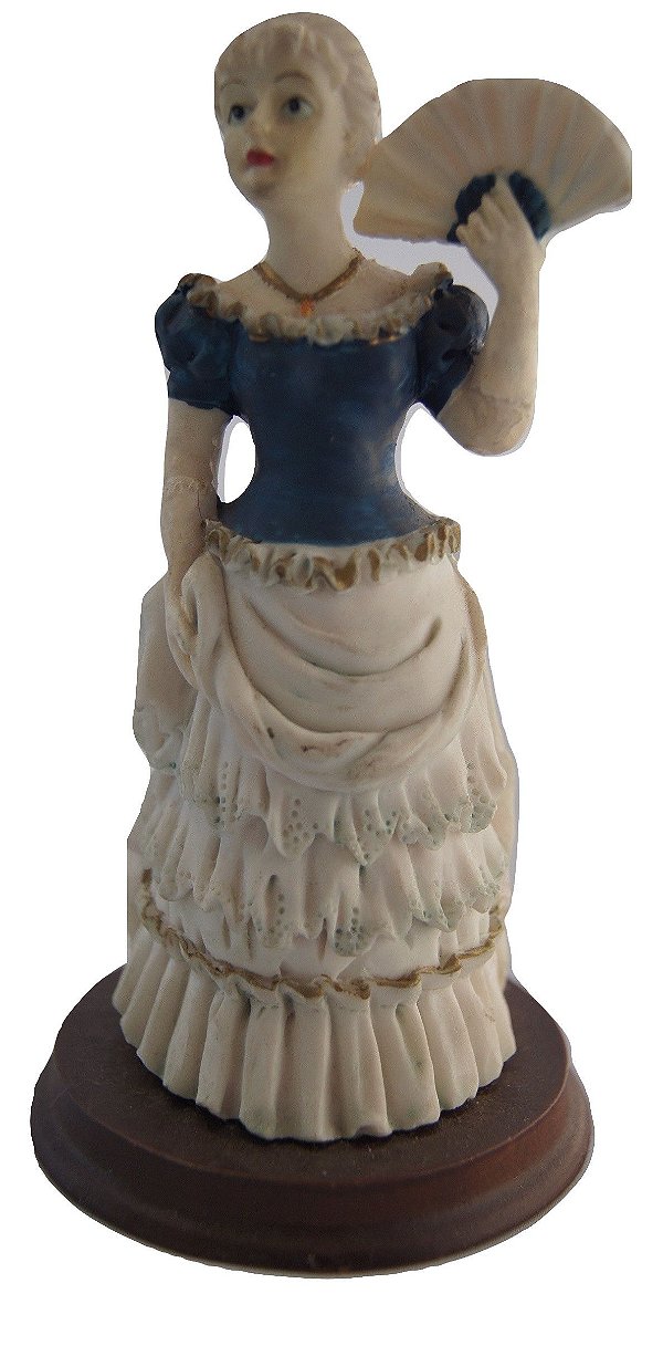 Escultura Estatua de Porcelana Mulher com leque