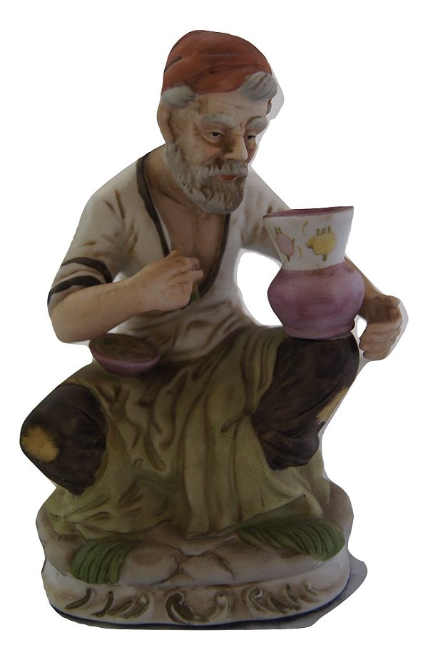 Escultura Estátua Bibelô De Enfeite Pintor De Vaso