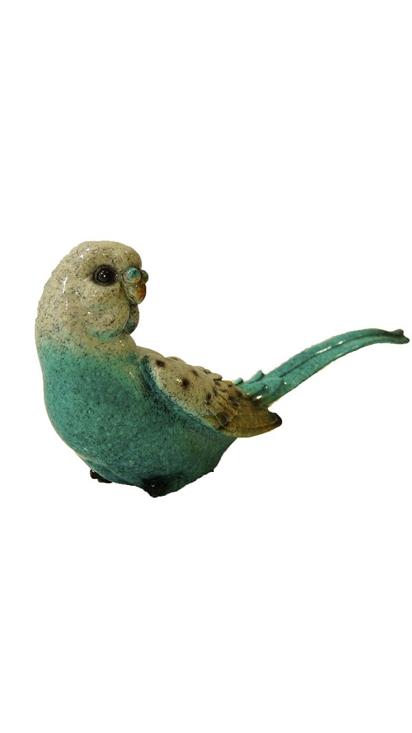 Bibelô Escultura em Cerâmica Pássaro Periquito-australiano