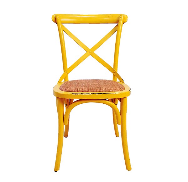 Cadeira Design Madeira E Aço Amarela