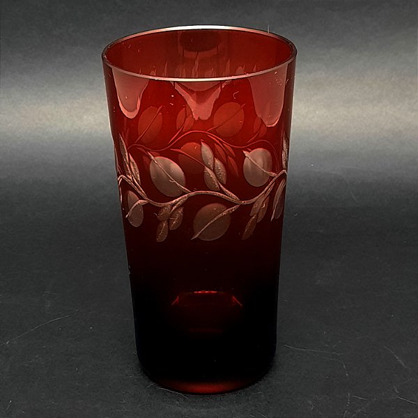 Copo Vermelho Long Drink em Cristal Lapidado