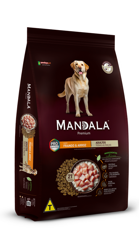 Ração Mandala Cães Adultos Todas as Raças Sabor Frango e Arroz - Premium