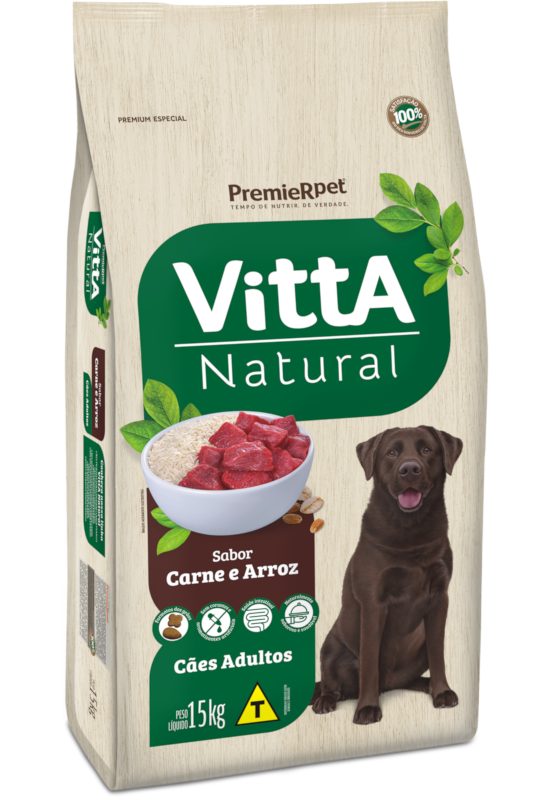 Premier Vitta Natural Cão Adulto Sabor Carne e Arroz - Premium