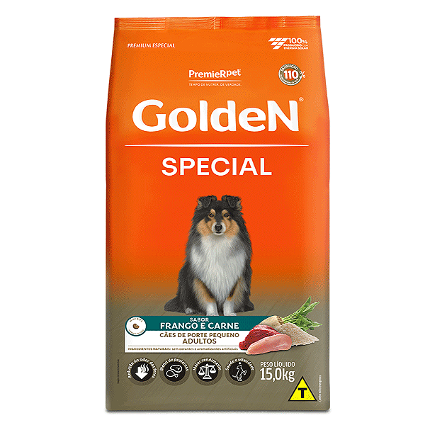 Golden Special Cães Adultos Porte Pequeno Sabor Frango e Carne - Premium Especial