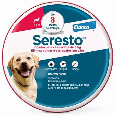 Coleira SERESTO Antipulgas e Carrapatos Para Cães Acima de 8 kg - Elanco