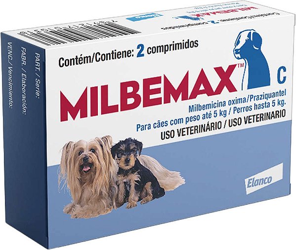 Milbemax C Para Cães até 5 Kg - Elanco