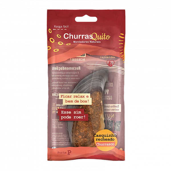 Casquinho Natural 100% Recheado Sabor Churrasco Porte Mini / Pequeno - Churrasquito