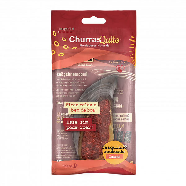 Casquinho Natural 100% Recheado Sabor Carne Porte Mini / Pequeno - Churrasquito