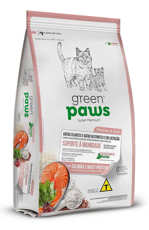 Ração Green Paws Mommy e Baby Suporte a Imunidade Gatos Filhotes e Gatas Gestantes e em Lactação - Super Premium