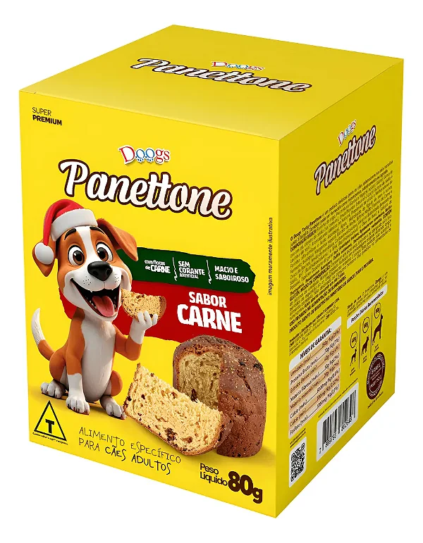 Panetone Sabor Carne Para Cães Adultos 80 gr - Super Premium