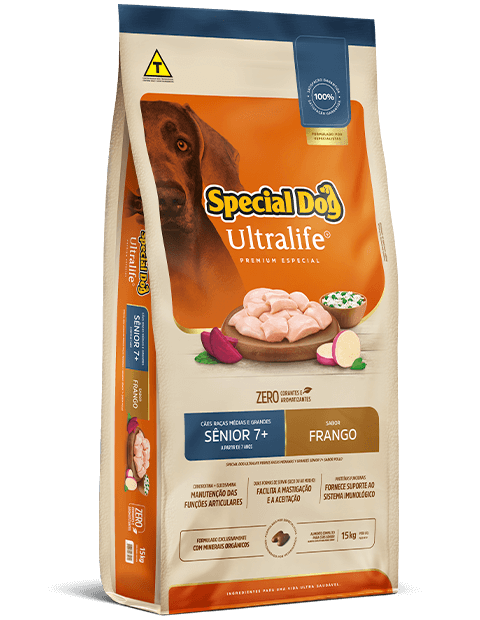 Ração Special Dog Ultralife Sênior 7+ Raças Médias e Grandes Sabor Frango - 15 Kg - Premium Especial
