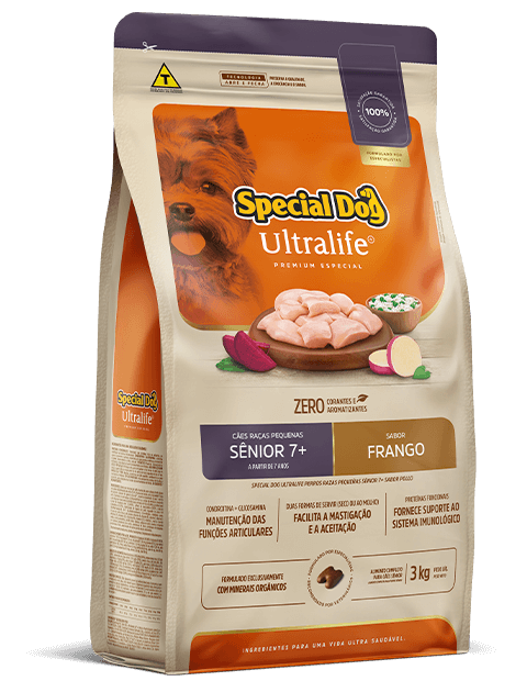 Ração Especial Dog Sênior 7+ Raças Pequenas Sabor Frango - Premium Especial