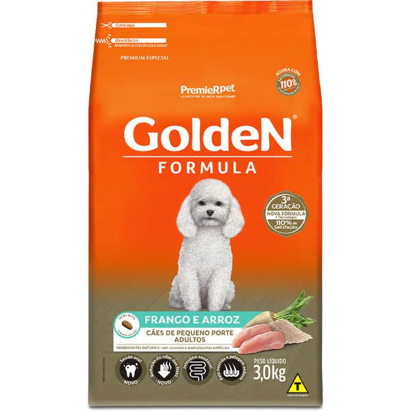 Ração Golden Formula Cães Adultos Pequeno Porte Frango e Arroz Mini Bits Premium Especial