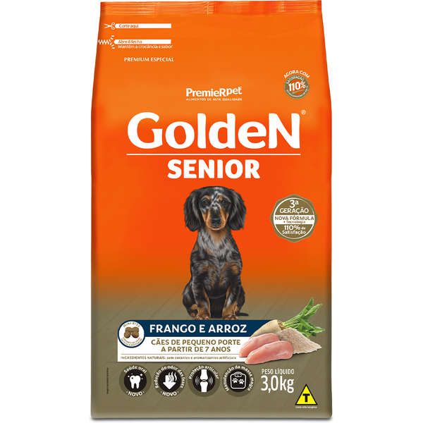 Ração Premier Golden Sênior Pequeno Porte Frango e Arroz Mini Bits
