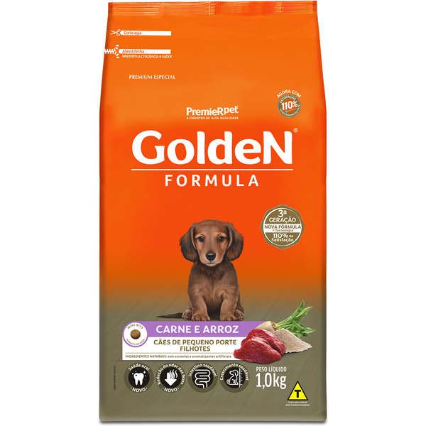 Ração Premier Golden Formula para Filhotes de Pequeno Porte Carne e Arroz Mini Bits